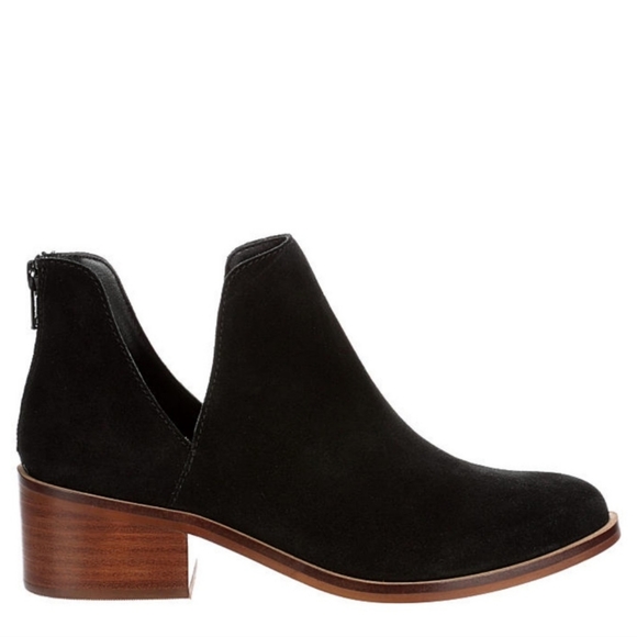 STEVE MADDEN Raisie Suede Leather Black Ankle Booties with Cutout Women’s Size 8 - Picture 1 of 9